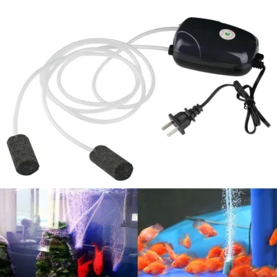 Aquarium Air Pump 2 Outlet, 5W Quiet Oxygen Pump Fish Tank Aerator Pump