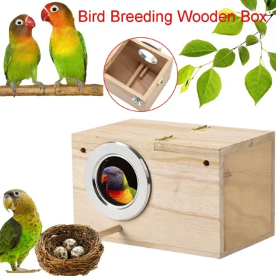 Parakeet Nest Box Bird House Wood Breeding Box for Lovebirds Parrotlets Mating